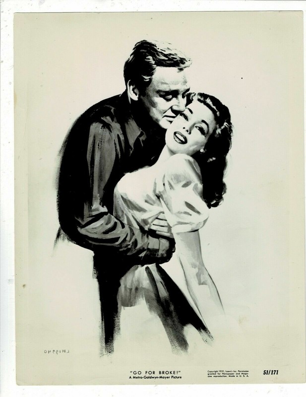 SUPER RARE!! 8X10 1951 ORIGINAL "GO FOR BROKE" GIANNA MARIA CANALE VAN JOHNSON!!
