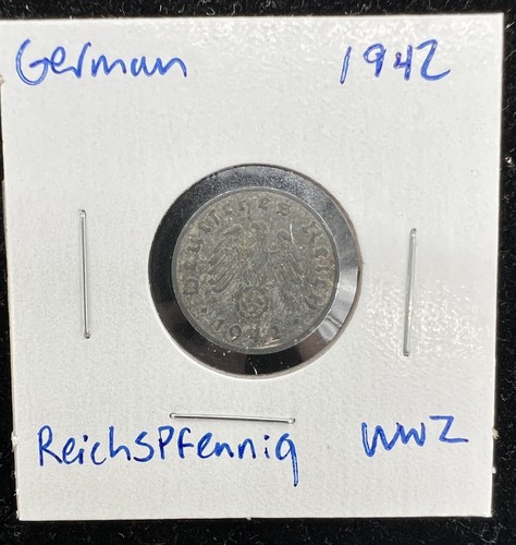 WWII GERMANY 1942 - 1 REICHSPFENNIG THIRD REICH ZINC GERMAN COIN