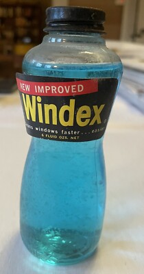 1950 Windex Glass Bottle Full Never Opened Duraglass Vintage
