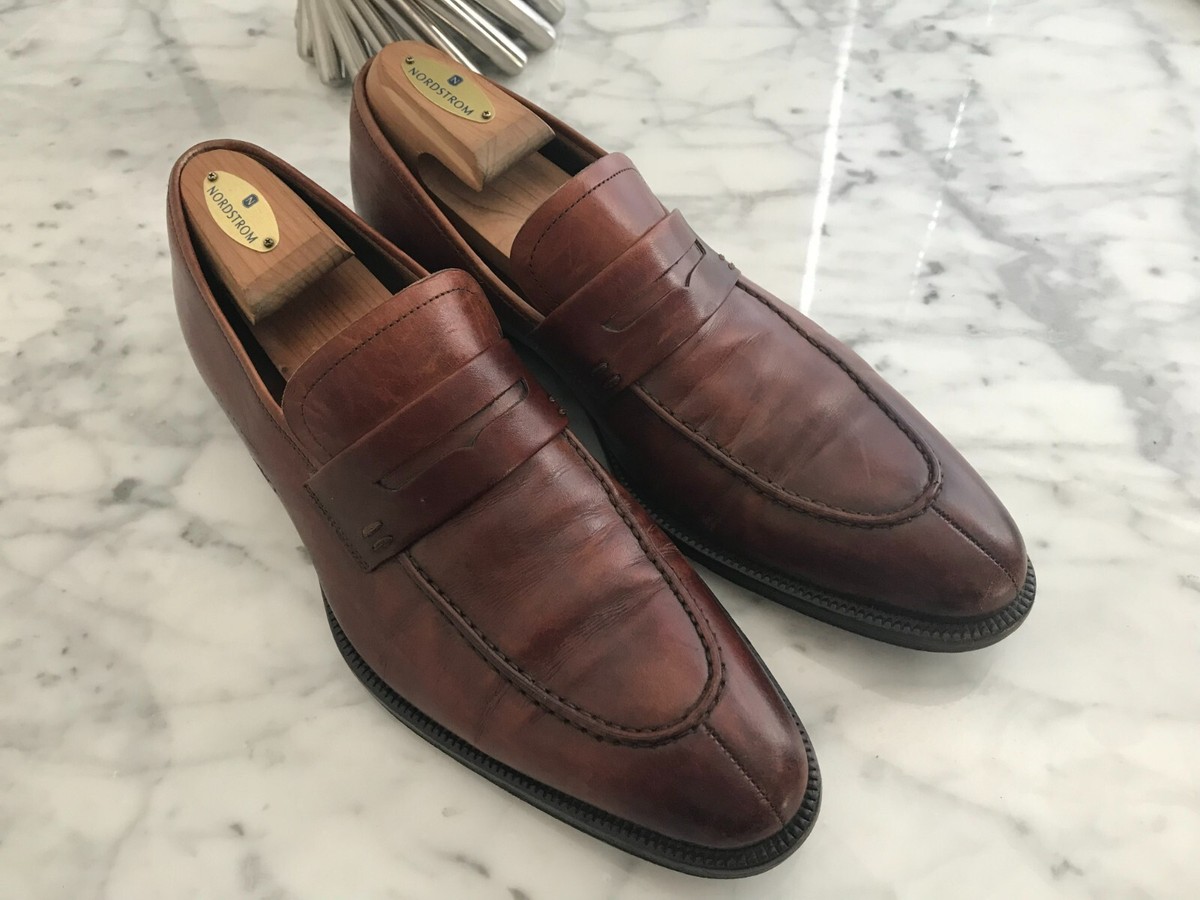 MAGNANNI 11333 MEN\'S BURNISHED BROWN LEATHER PENNY LOAFERS SIZE 8.5 M MADE SPAIN Magico Soft Penny Men main image 3