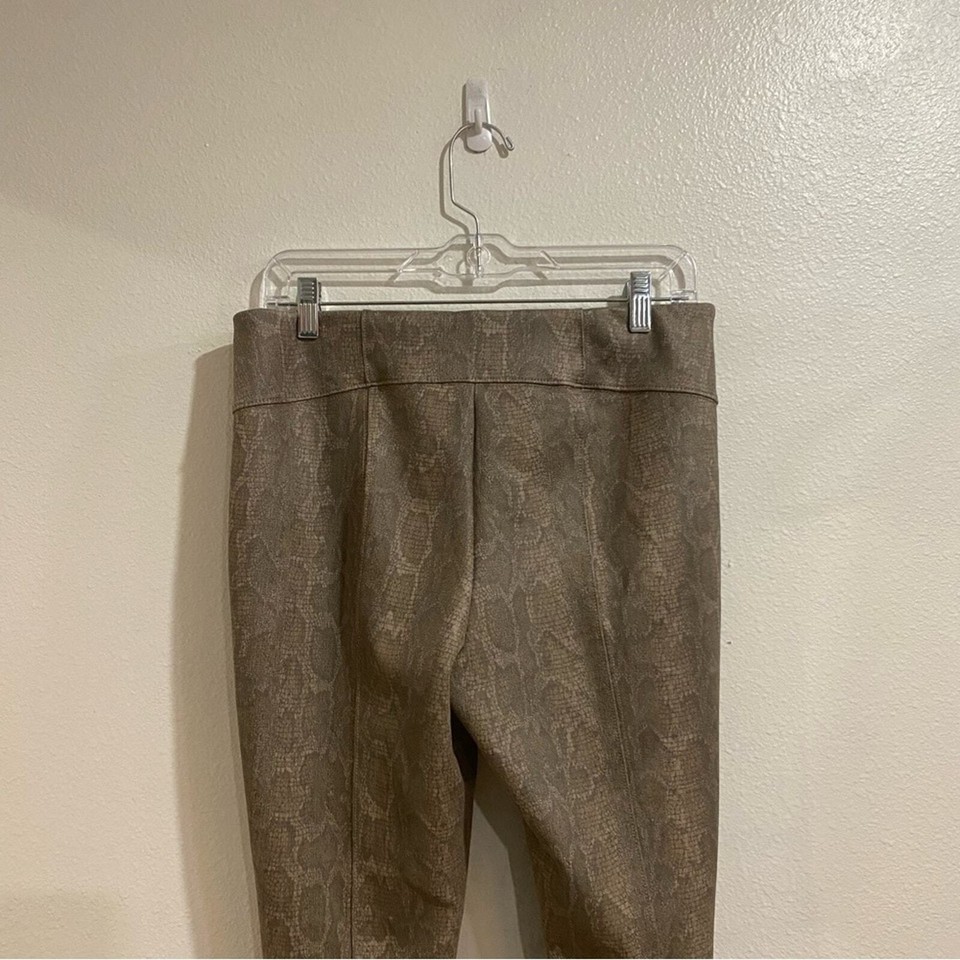 By Anthropologie Tan Metallic Snake Ankle Zip High Waist Skinny Pants