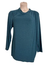 H by Halston Pullover Size 2X Cross Wrap Green Tunic Zip Up Back