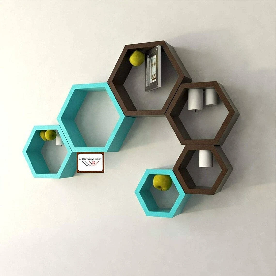 Wooden Floating Wall Mounted Shelves, Set of 6 Display Hexagon wall Shelves
Opens in a new window or
