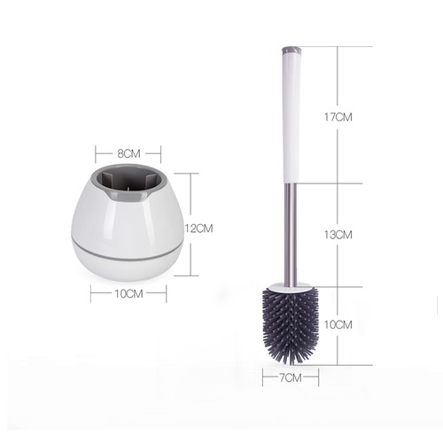 Soft Bristle Toilet Brush Holder Included Sturdy & Easy Clean Silicone Brush Set - Picture 3 of 16