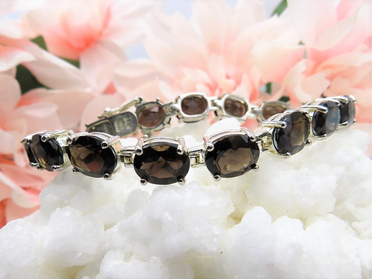 Smoky quartz sale tennis bracelet