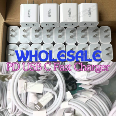 40W PD USB C Fast Charger Cube Type C Cable For iPhone 16 15 14 13 12 11 Pro Lot