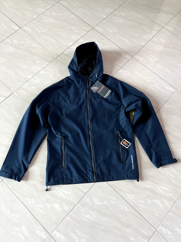 #2586 Hawke & Co Packable Performance Sport Rain Defender Coat Navy Mens Medium - Image 2 of 4
