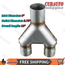 Stainless Steel 3" Single/ 2.75" Dual 13"(L) Y Pipe Adapter Exhaust Pipe