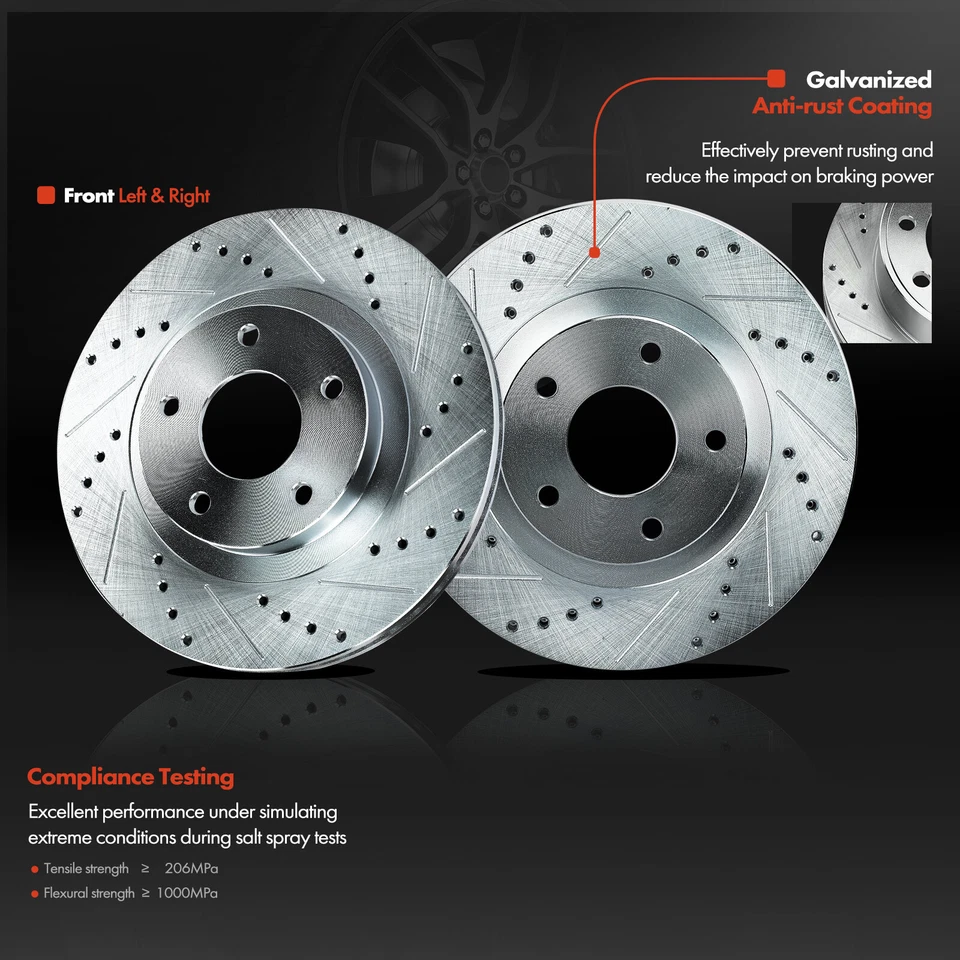 Rotores de freno delanteros perforados y pastillas de freno de cerámica para Nissan Altima INFINITI I35 Foto 4 de 4