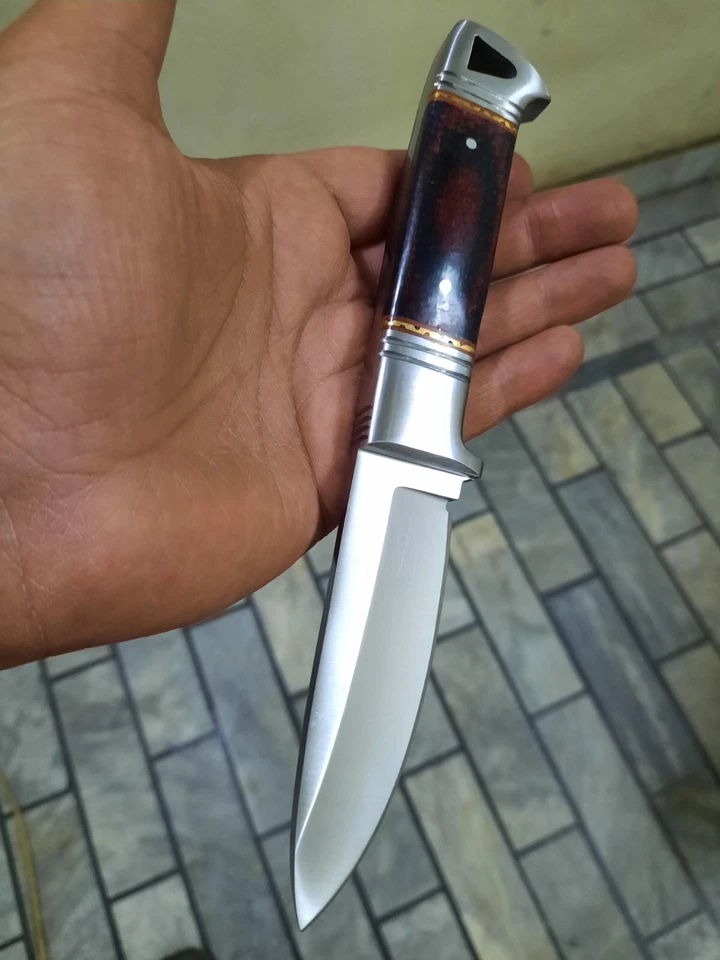 Cuchillo desollador de acero herramienta Full Tang D2 hecho a mano personalizado RaB con funda de cuero Foto 3 de 4