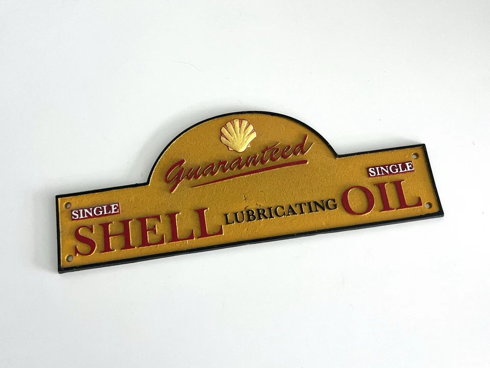 Shell Cast Iron Sign Garage Showroom Mancave Large Gas Station Yellow - Image 2 of 4