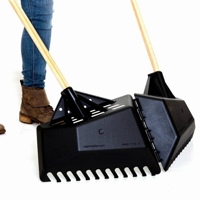 Garden Grass Scoop Collect Clear Tool Multi Purpose Leaf Hinged Rake ...