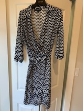 Black White Abstract Wrap Dress Women’s M