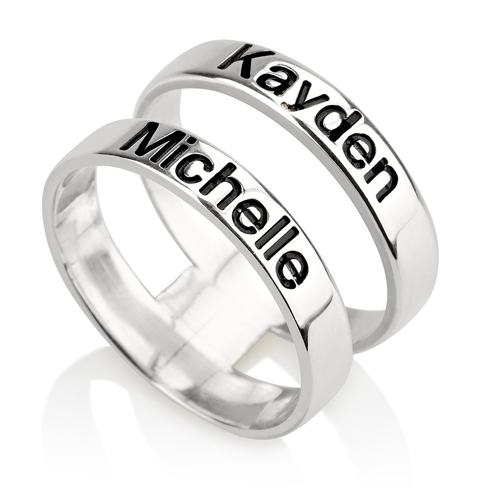 Personalized Family Name Ring-Silver 925 Multiple Word Double Band ...