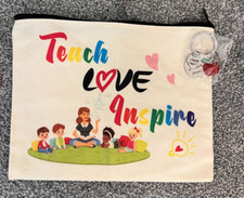 NEW Teach Love Inspire  Teacher Appreciation  Pencil Travel Pouch Zip  w/Pin