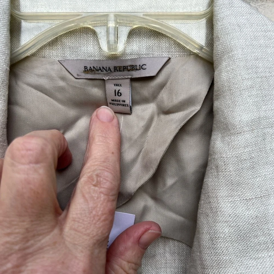Banana Republic Пальма двубортный 100% льняной Lagenlook блейзер 16 высоты новый с Ярлыками - Изображение 4 из 4