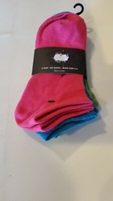 Beverly Hills Polo Club Low Cut Girls' Socks, 3 Pairs Green Blue Pink, Size 5-9