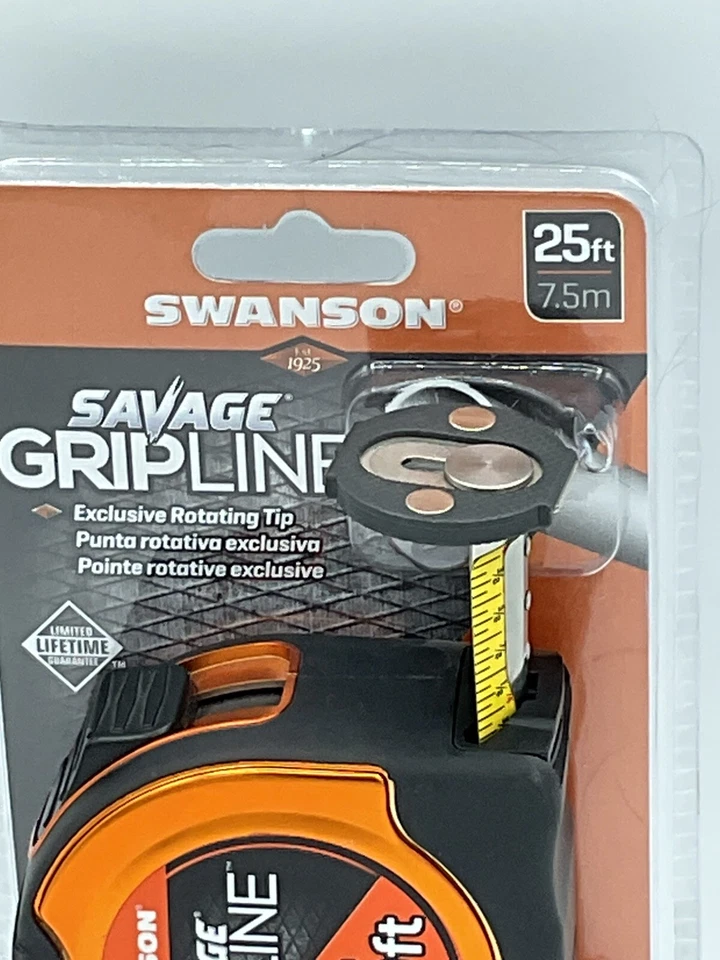 Swanson 25’ Savage GripLine Magnetic Tape Measure 1-1/16" W - 9’ Standout - New - Image 3 of 4