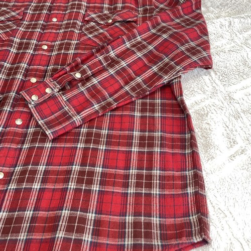 Camisa de franela a cuadros 100 % algodón grande Urban Up para hombre roja blanca azul broches de presión - Imagen 4 de 24
