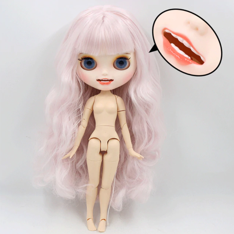 Blythe Doll Matte Face Jointed Body Pouting Lips White Skin Collectible Toy OOAK