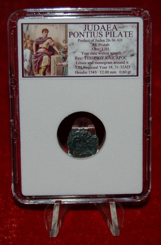 Moneda Antigua Judea PONCIO PILATO Bronce Prutah Corona y Lituus 31-32AD - Imagen 2 de 4