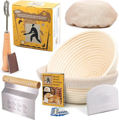 Sourdough Bread Baking Supplies Starter Kit, Banneton Bread Proofing Basket roun