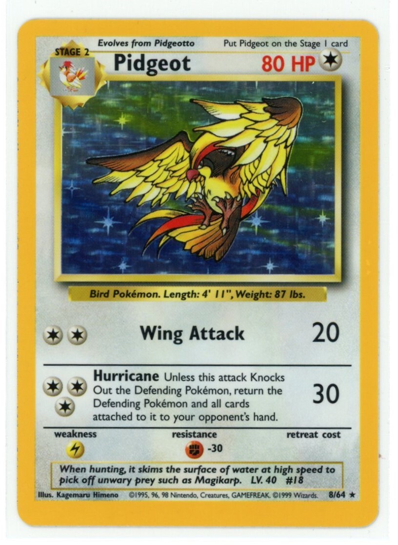 Pokemon Jungle Pidgeot 8/64 Near Mint No Symbol Misprint NM Vintage D1C3