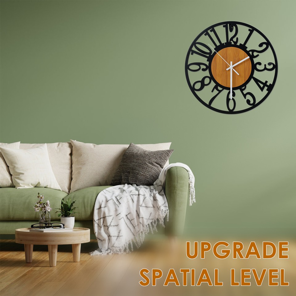 Iron Wall Clock with Hook Battery Operated Non Ticking Silent Hanging