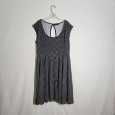 Level Eight Womens Fit & Flare Dress Black Polka Dot Keyhole Cap Sleeve Plus 2X