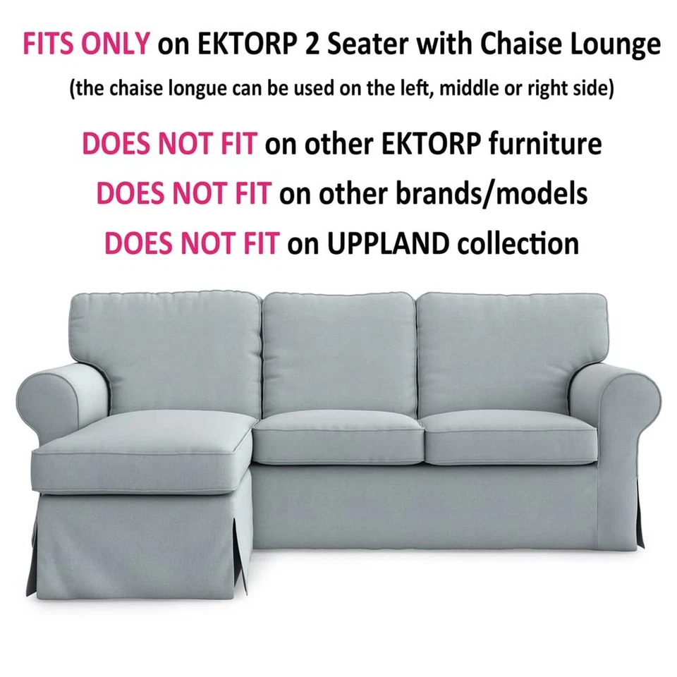 MASTERS OF COVERS Ektorp 双人沙发(2 座)带贵妃椅盖替换件... — 第 3/4 张图片