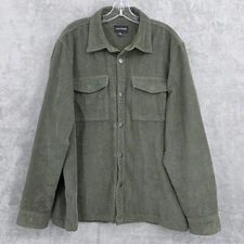 Lucky Brand Corduroy Shacket XL Olive Green Snap Down Long Sleeve Chest Pockets
