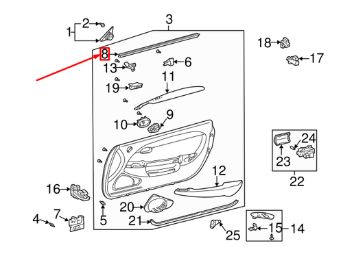 LEXUS SC Z40 Front Left Door Belt Weatherstrip 6817224021 NEW GENUINE - 第 1/3 張圖片
