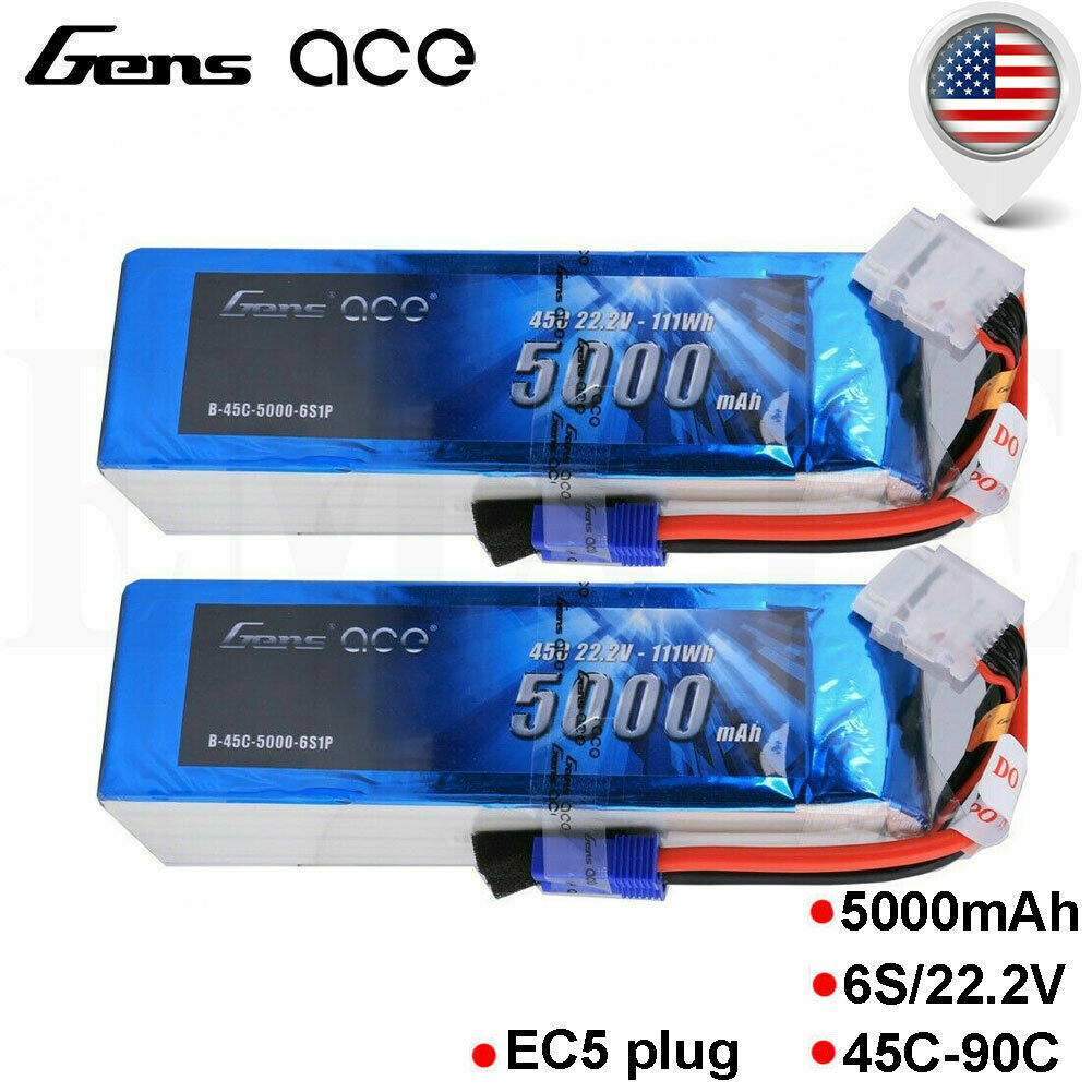 トイガン AC08 Li-ion BATTERY 22V 5000mAh 2 Gens Ace 5000mAh 22.2V 45C 6S Lipo Batteries EC5 Plug