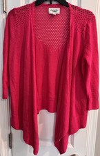 American Eagle Pink Womens M Cotton Cardigan Open Oversized Waffle Knit Boho