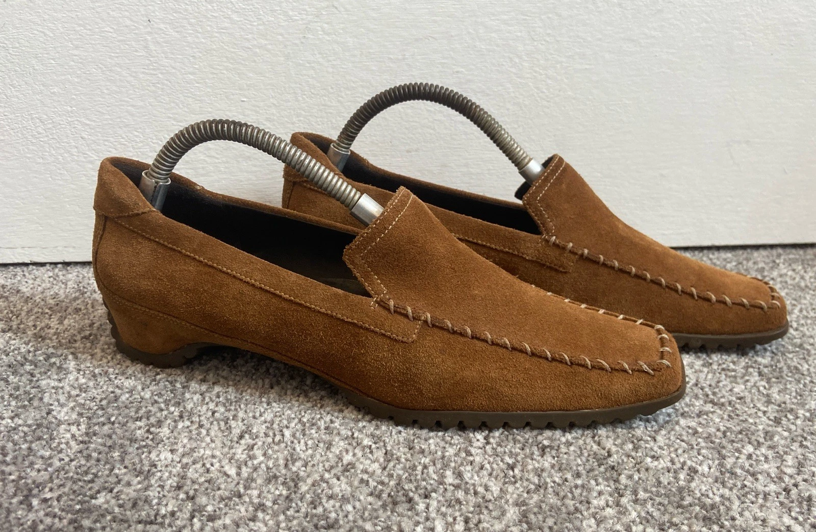 Mocassini Ecco scamosciati taglia UK 6 EU 40 marroni mocassino slip on punto slip on