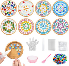 Ukontagood 8 Pack DIY Mosaic Tiles for Crafts, Mixed Color Mosaic Kits with Bamb