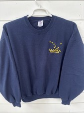 VTG Alaska North Pole Embroidered Blue Crewneck Sweatshirt USA Made Mens XL