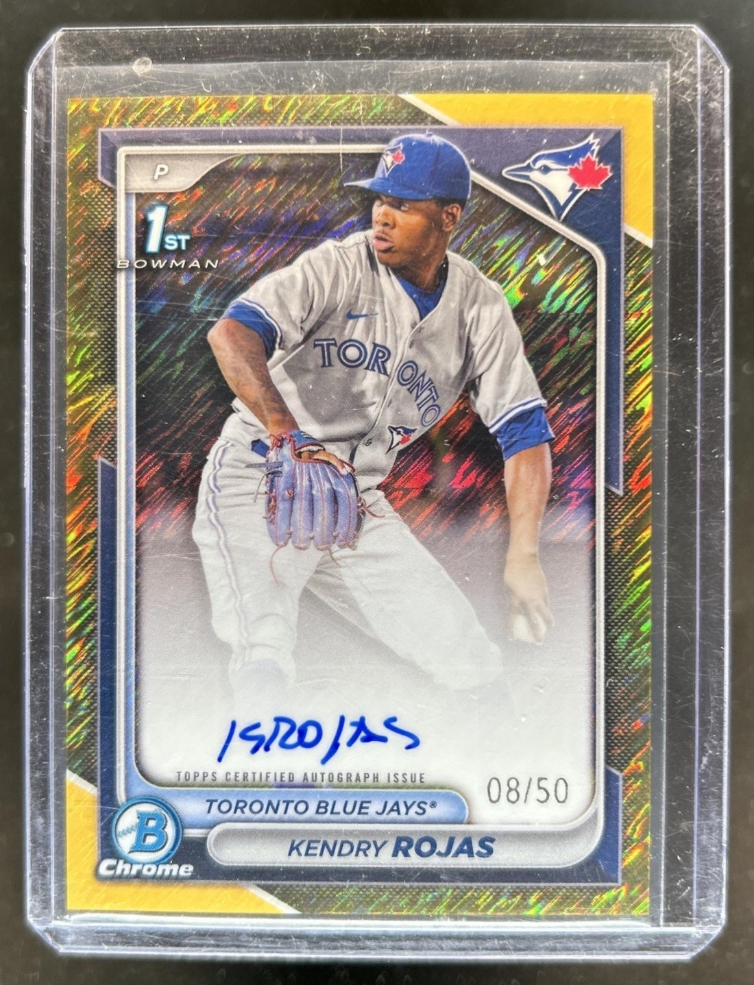 2024 Bowman Chrome Kendry Rojas Auto Gold Shimmer Refractor 1st #/50 Blue Jays