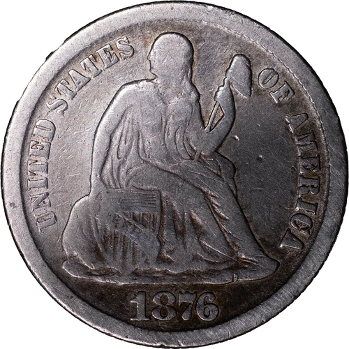 1876-CC 10c Seated Liberty Dime - Carson City ~ VG Details