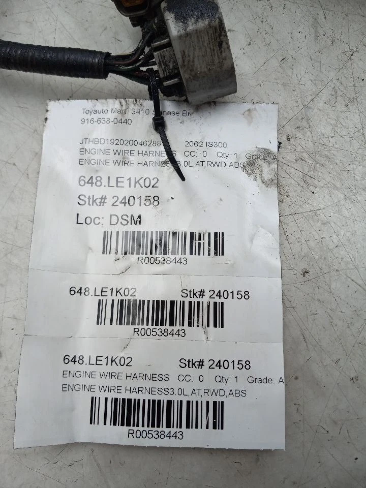 Lexus IS300 2002 arnés de cables de motor de 3,0 L Foto 4 de 4