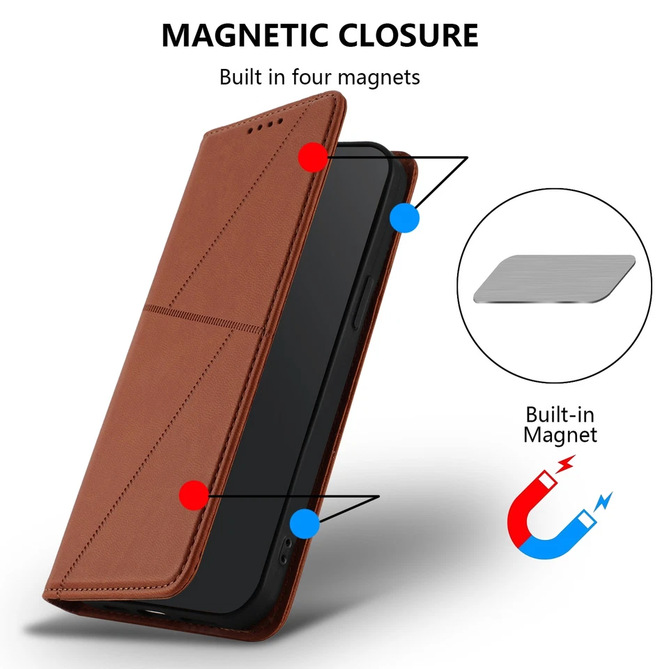 For iPhone 5 6 6S 7 8 Plus SE X XS XR XS Max 11 Magnetic Flip Wallet Case Cover  - Image 4 of 4