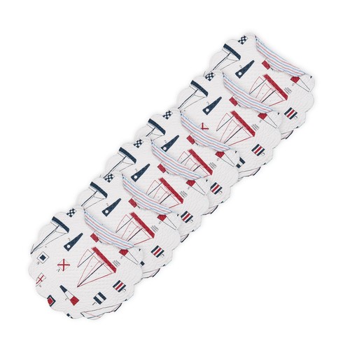 Windward Port Baumwolle Gesteppt Rund Wende Tischset 6er Set - Bild 1 von 3