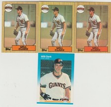 (5) 1987 O-PEE-CHEE Topps Rookie WILL CLARK Rc LOT *Giants* Will Clark Rc x 5