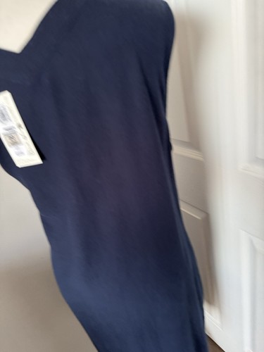 M&S Linen Rich Navy V Neck Popover Midi Shift Dress Size 20Long BNWT - Picture 7 of 11