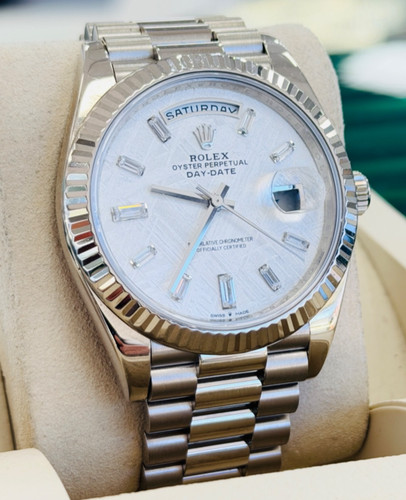 Rolex Day-Date 40mm 228239 18k White Gold Custom Meteorite Diamond Dial Watch