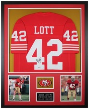 Ronnie Lott Autographed & Framed Red San Francisco Jersey Beckett Auto COA