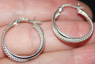 Beautiful Sterling Silver 925 mark hoop earrings Lot#384