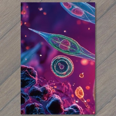 STICKER Microbiology Cells Microorganisms Microscope Neon Colors Science Lab