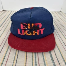 Vintage Bud Light Snapback Hat USA Embroidered Adjustable Cap One Size Trucker