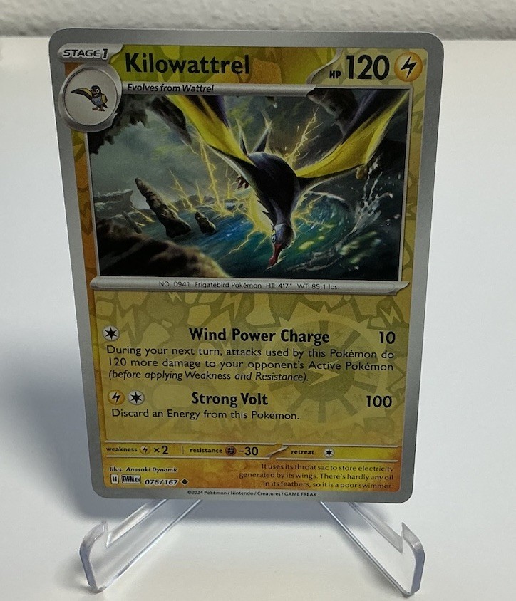 Pokemon - Kilowattrel - 076/167 - Reverse Holo -  Twilight Masquerade - NM/M